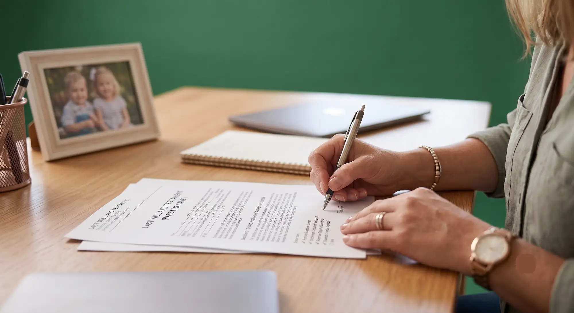 A young couple looking thoughtfully at documents, planning their family's estate layout